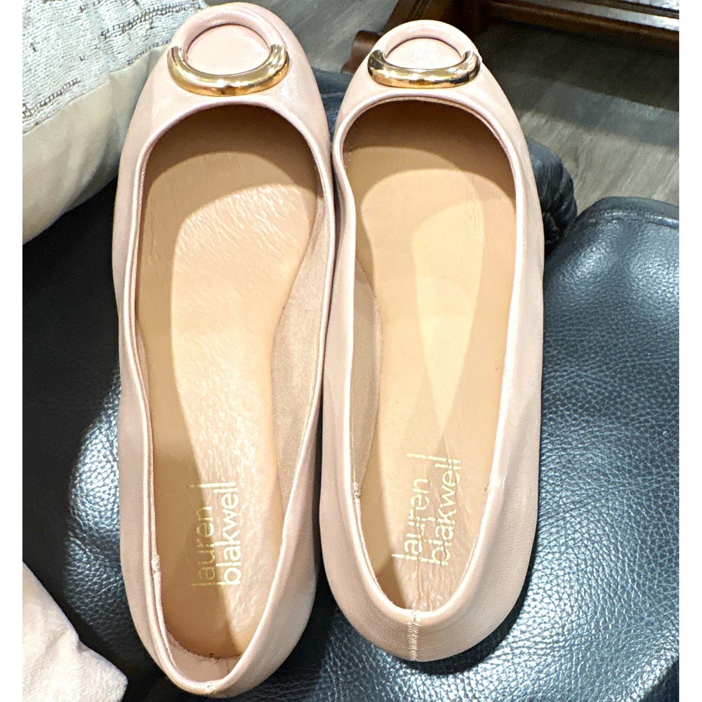 Lauren Blakwell Hadley Women Beige Ballet Flats Slip-On Round Toe Metal Accent 8